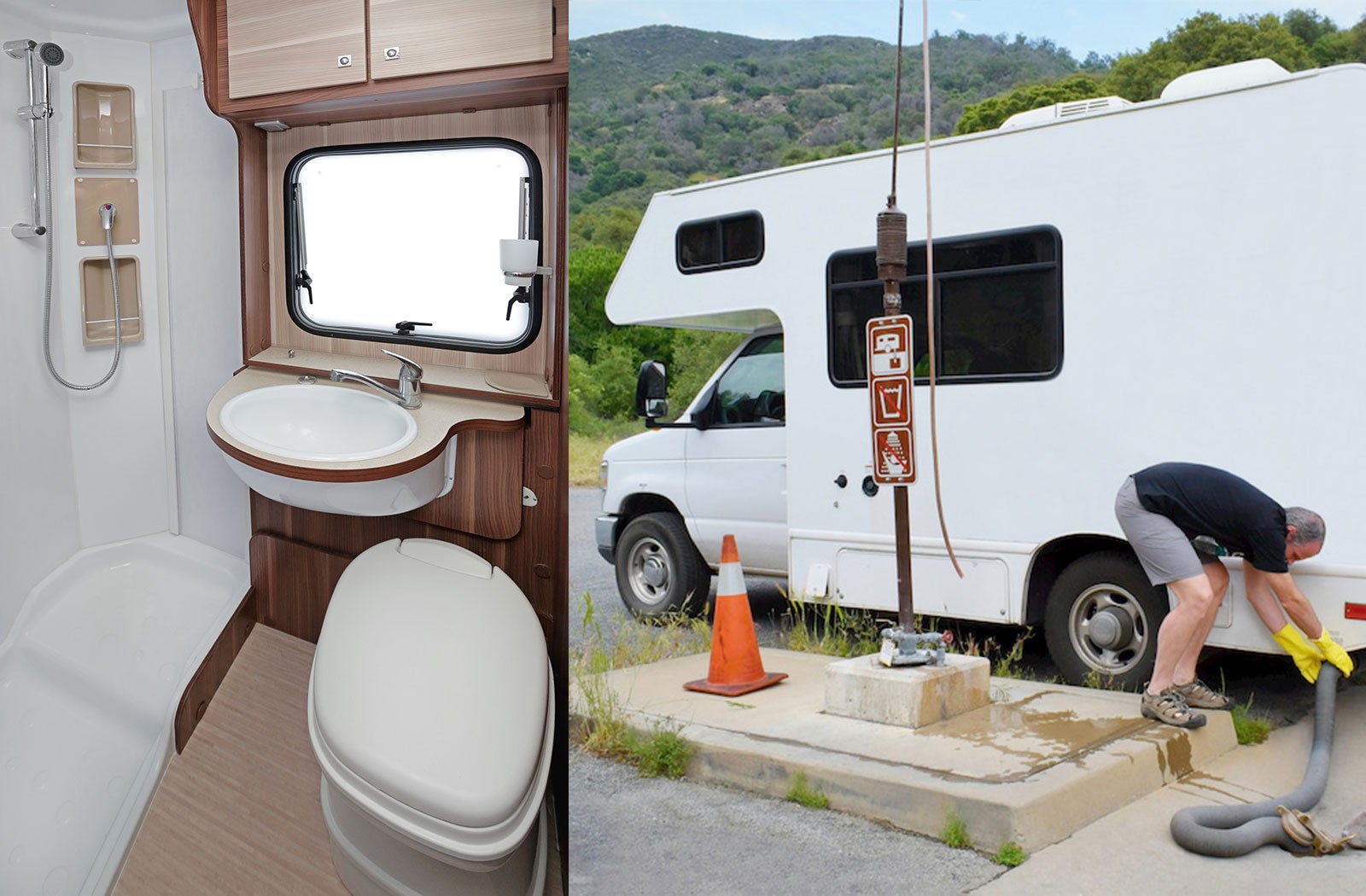 Portable RV/camper toilet and holding tank setup in Davison, Michigan